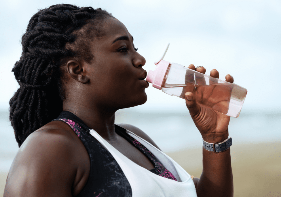 woman drinking water